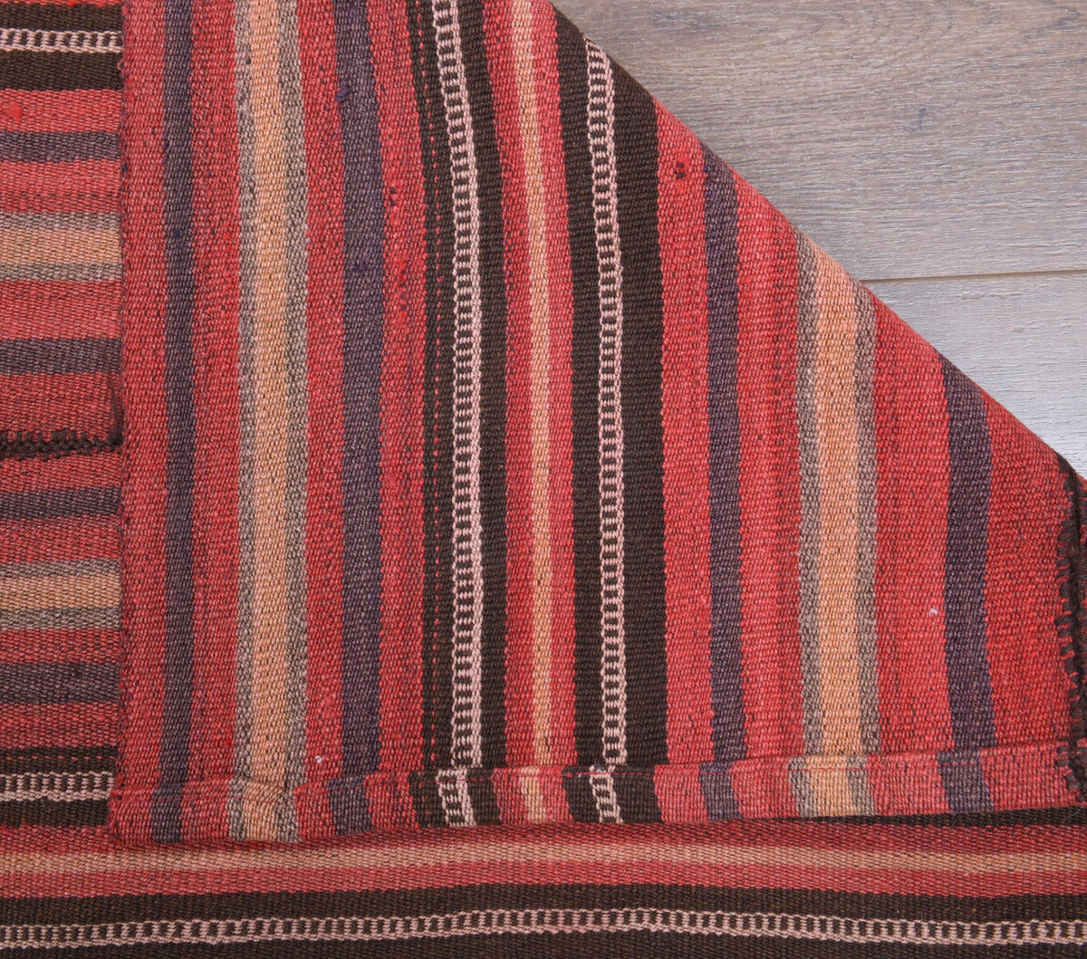 El yapımı vintage yolluk 76x310 cm çizgili desenli yün - desen detayı