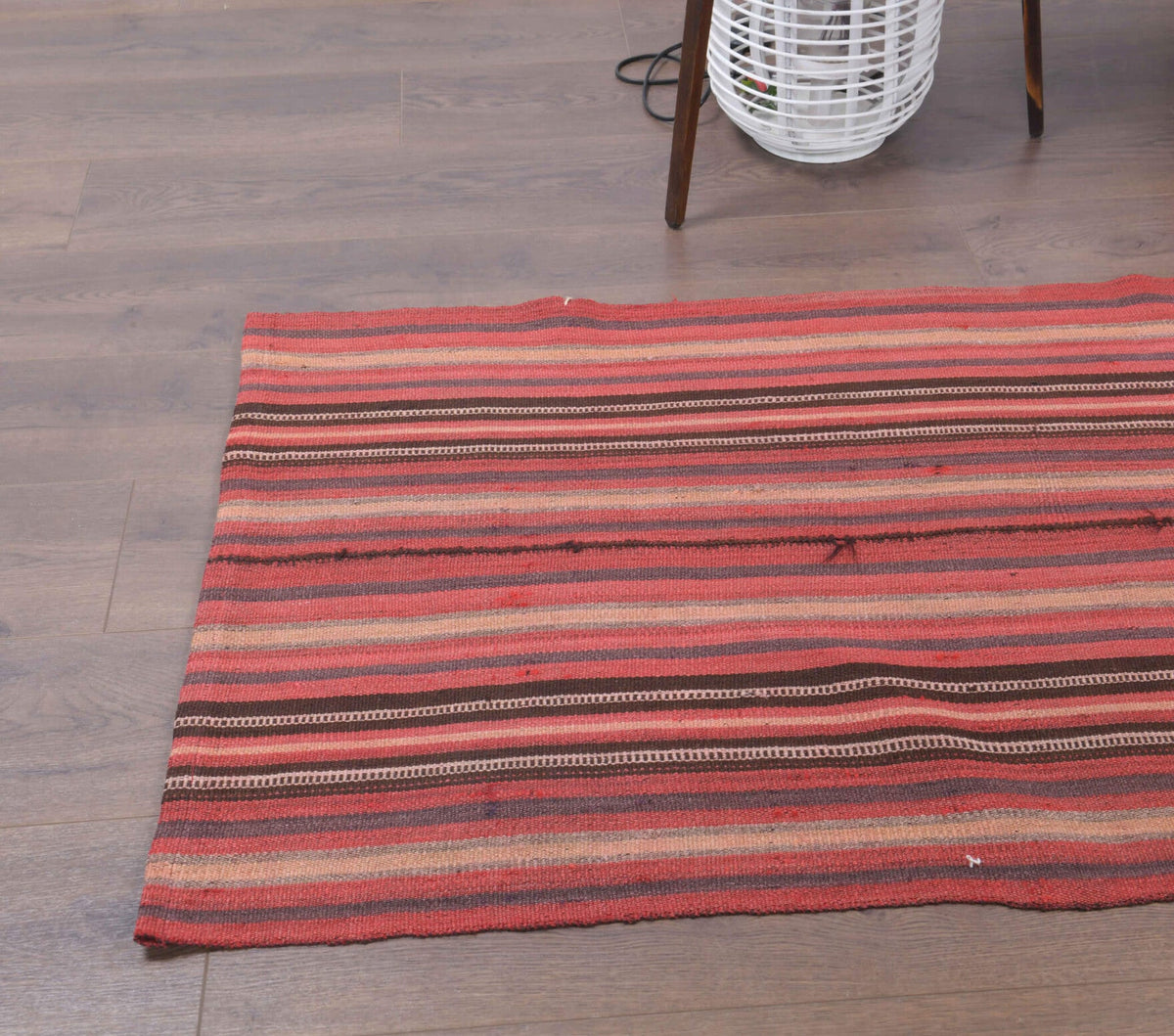 El yapımı vintage yolluk 76x310 cm çizgili desenli yün - mekan görünümü