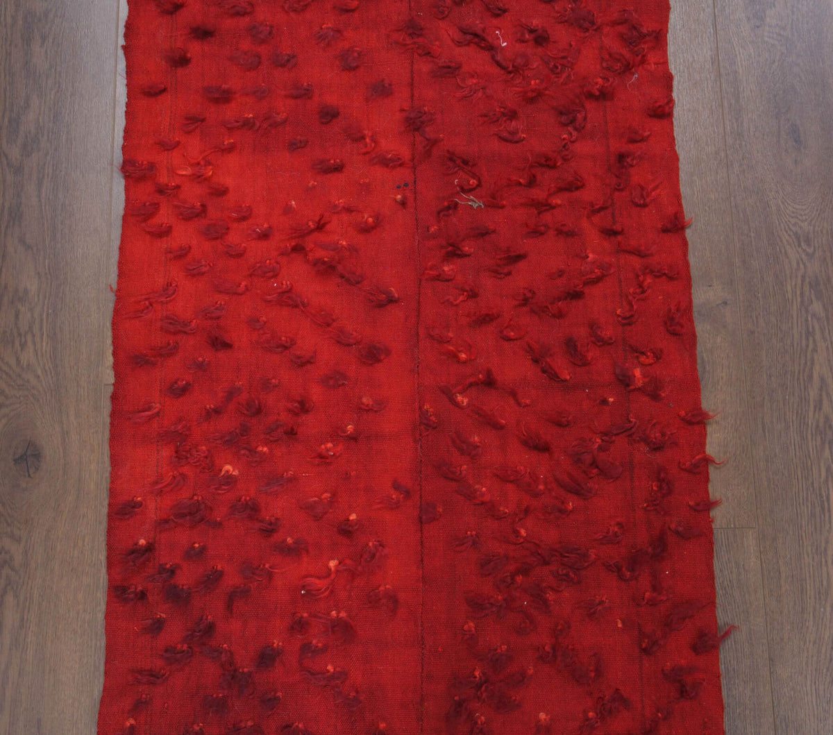 El yapımı vintage yolluk 74x257 cm çiçek desenli desenli yün - yakın çekim doku detayı
