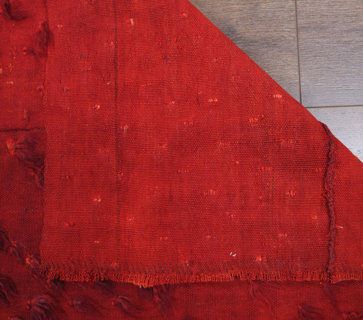 El yapımı vintage yolluk 74x257 cm çiçek desenli desenli yün - kenar ve saçak detayı