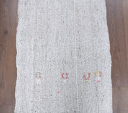 El yapımı vintage yolluk 79x218 cm kilim desenli yün - detay görünümü