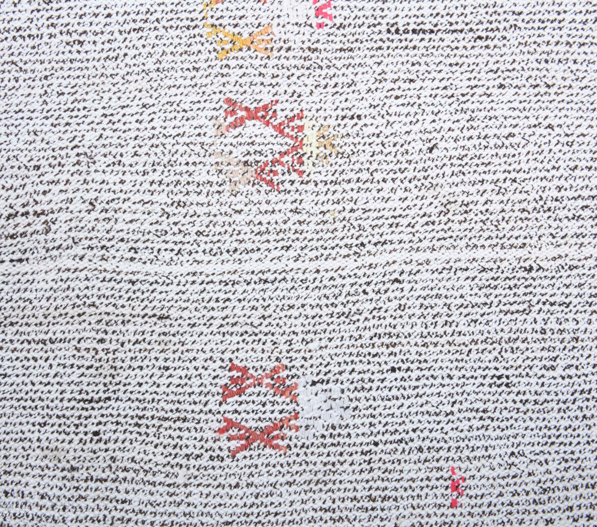 El yapımı vintage yolluk 79x218 cm kilim desenli yün - yakın çekim doku detayı