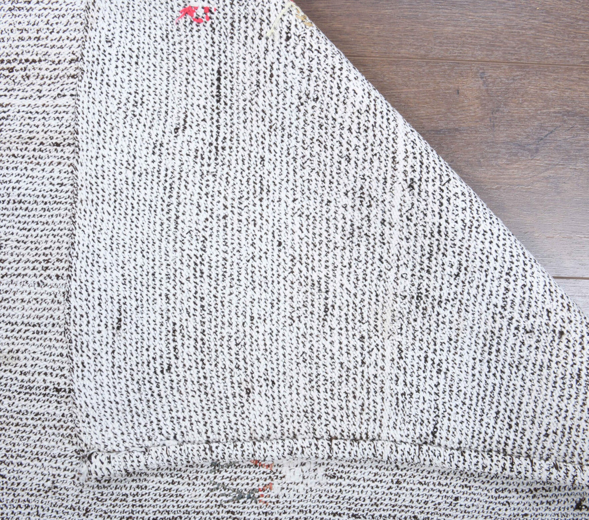 El yapımı vintage yolluk 79x218 cm kilim desenli yün - kenar ve saçak detayı