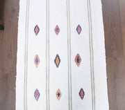 El yapımı vintage yolluk 79x229 cm çizgili desenli yün - detay görünümü