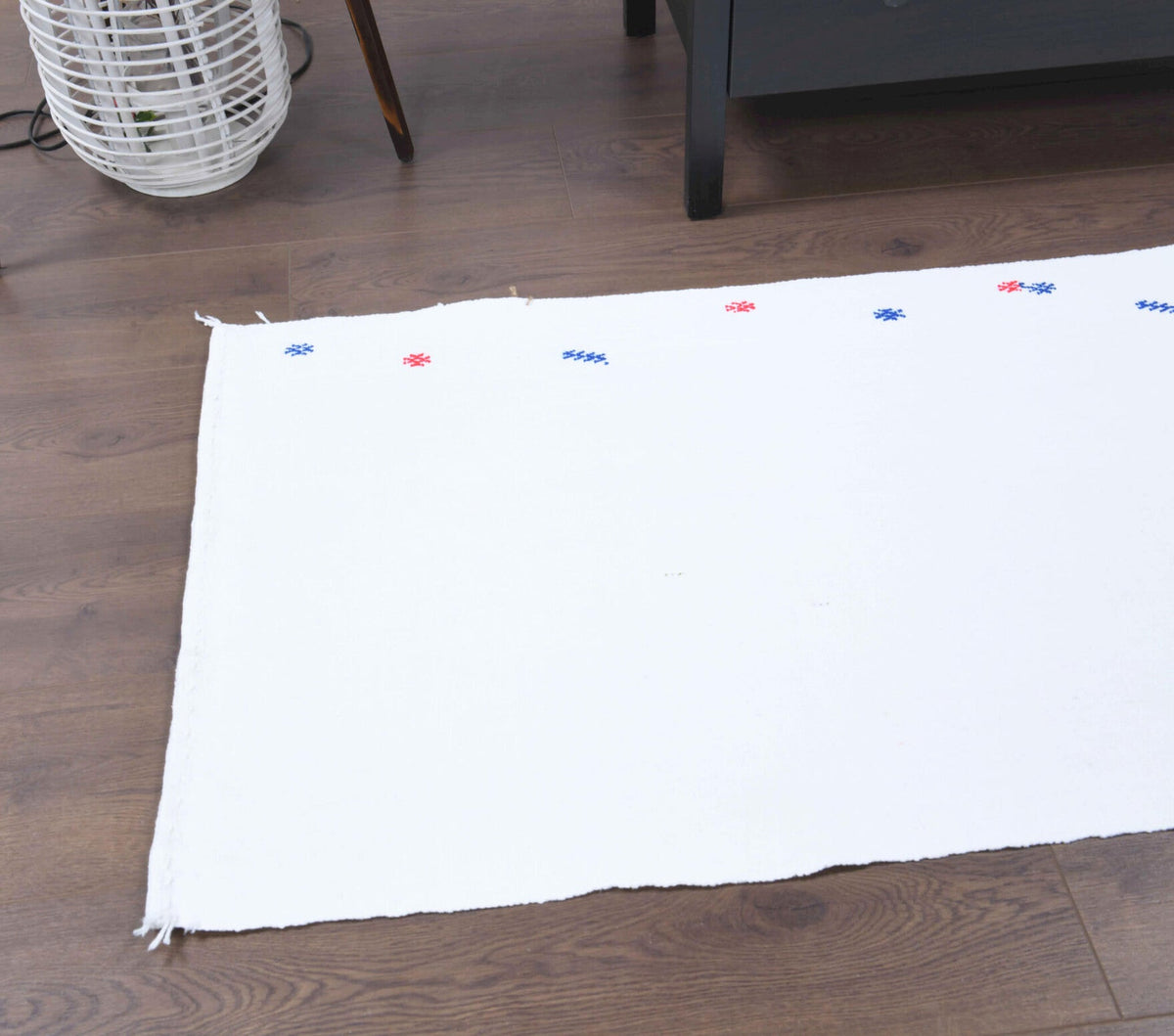 El yapımı vintage yolluk 66x193 cm düz desenli yün - desen detayı