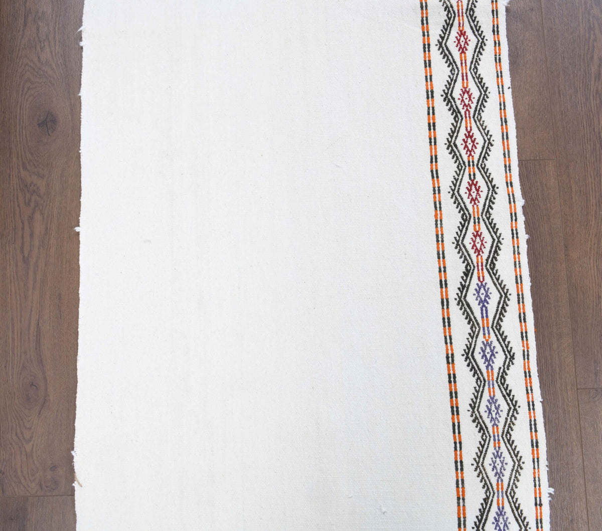 El yapımı vintage halı 74x216 cm kilim desenli yün - detay görünümü