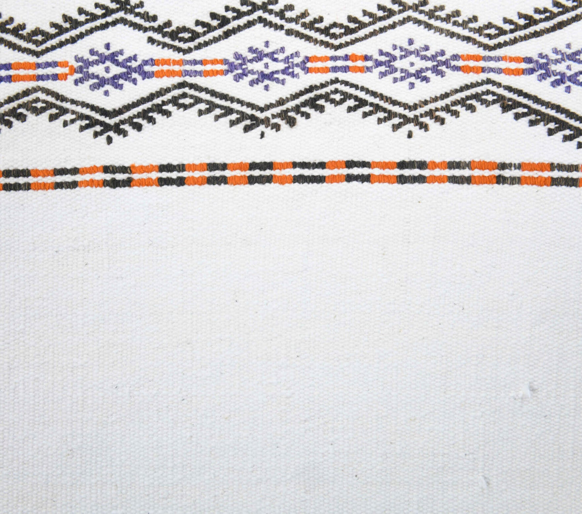 El yapımı vintage halı 74x216 cm kilim desenli yün - yakın çekim doku detayı