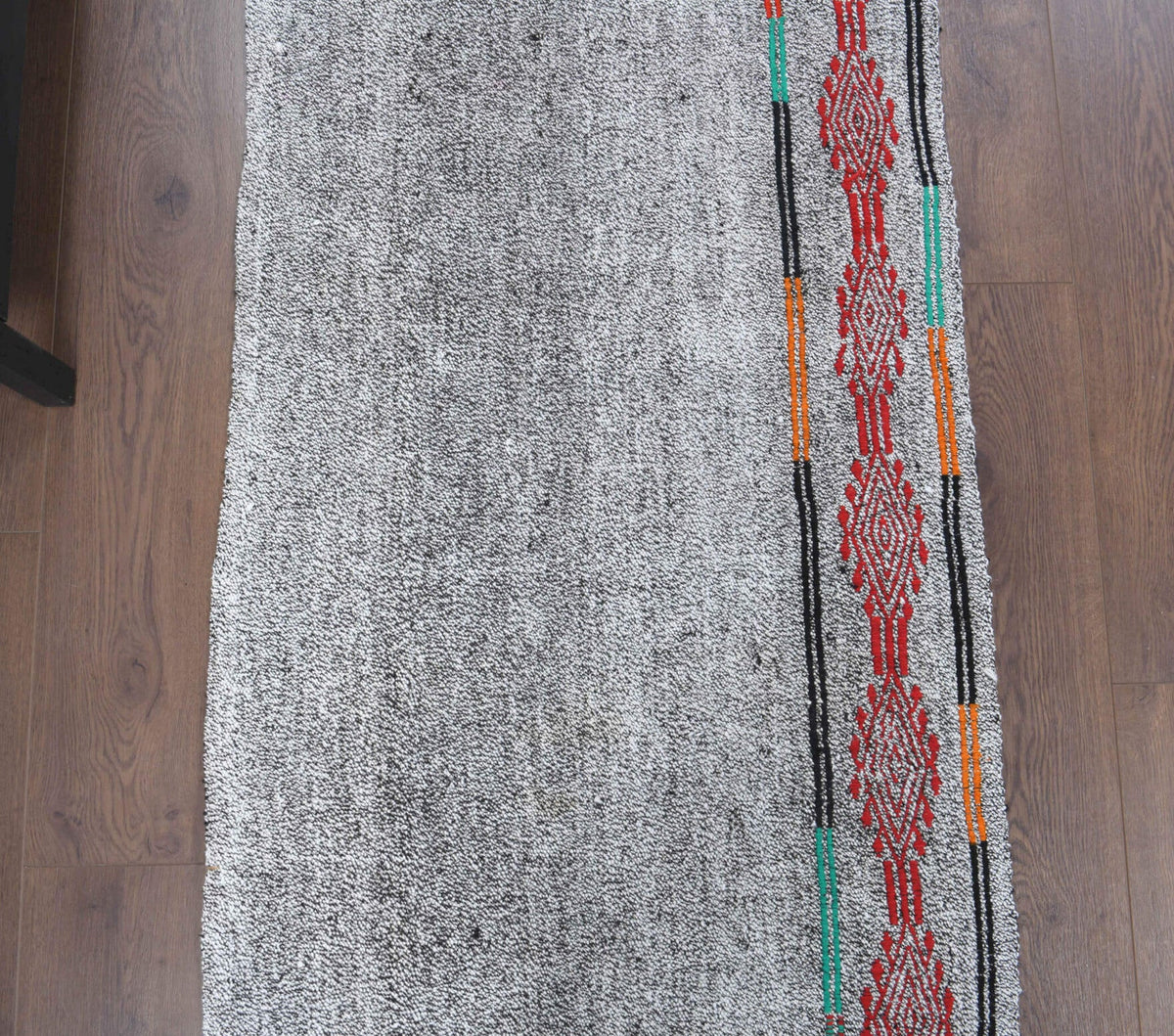 Gray Ethnic Vintage Kilim Runner Rug