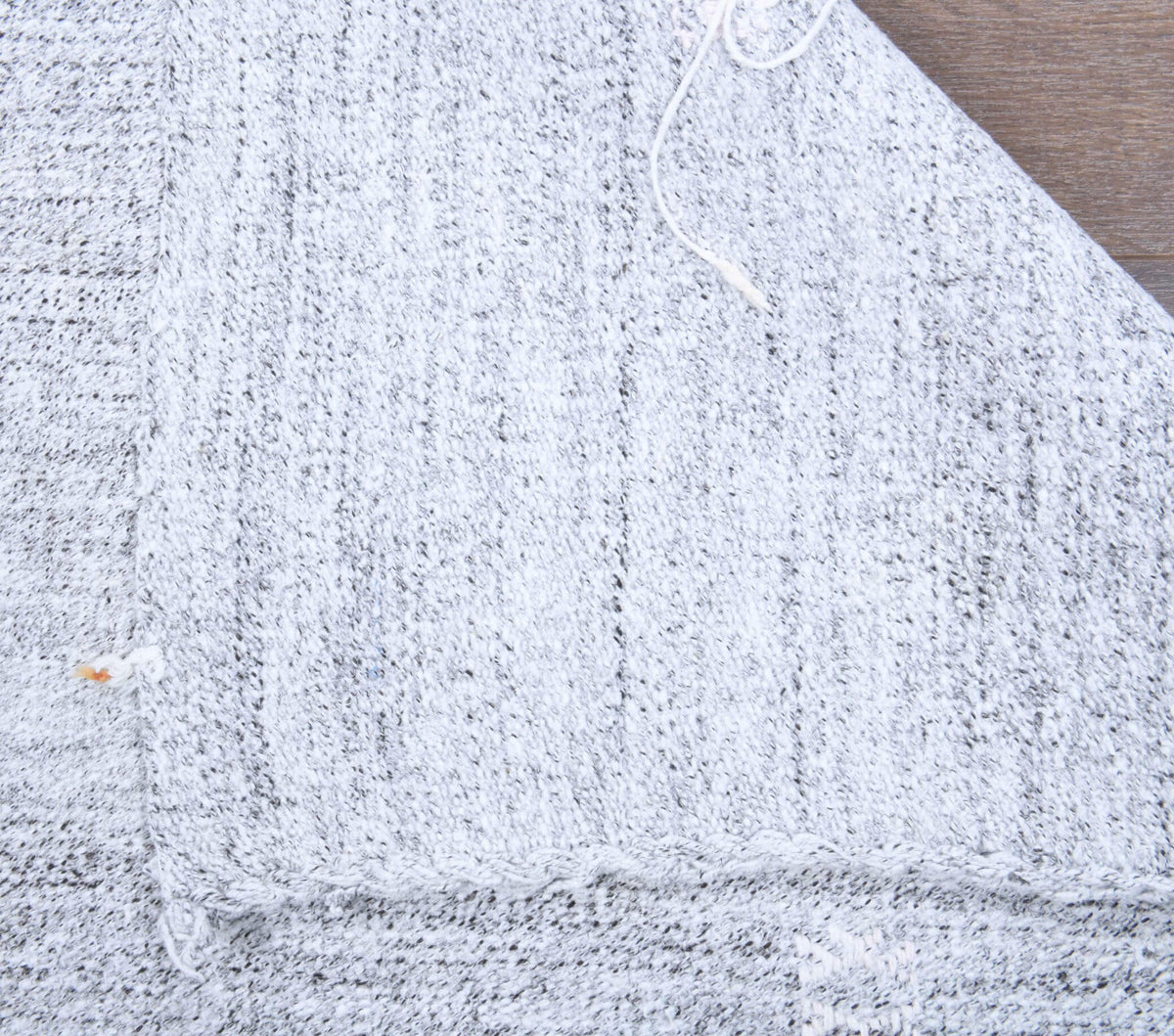El yapımı vintage yolluk 81x213 cm kilim desenli yün - kenar ve saçak detayı