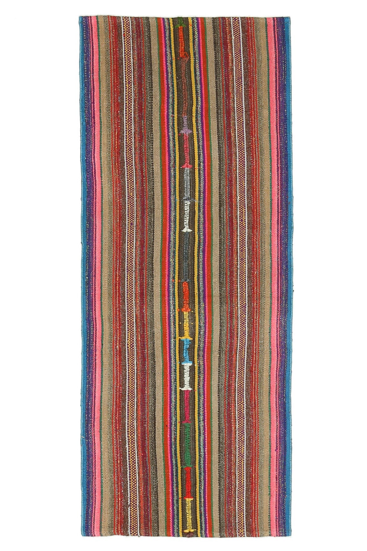 El yapımı vintage halı 76x198 cm kilim desenli yün - desen detayı