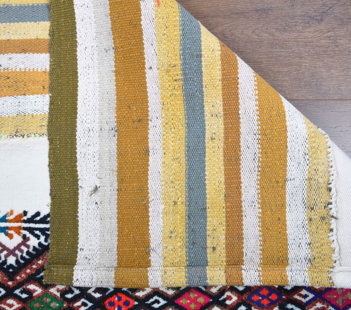 El yapımı vintage yolluk 76x213 cm çizgili desenli yün - desen detayı