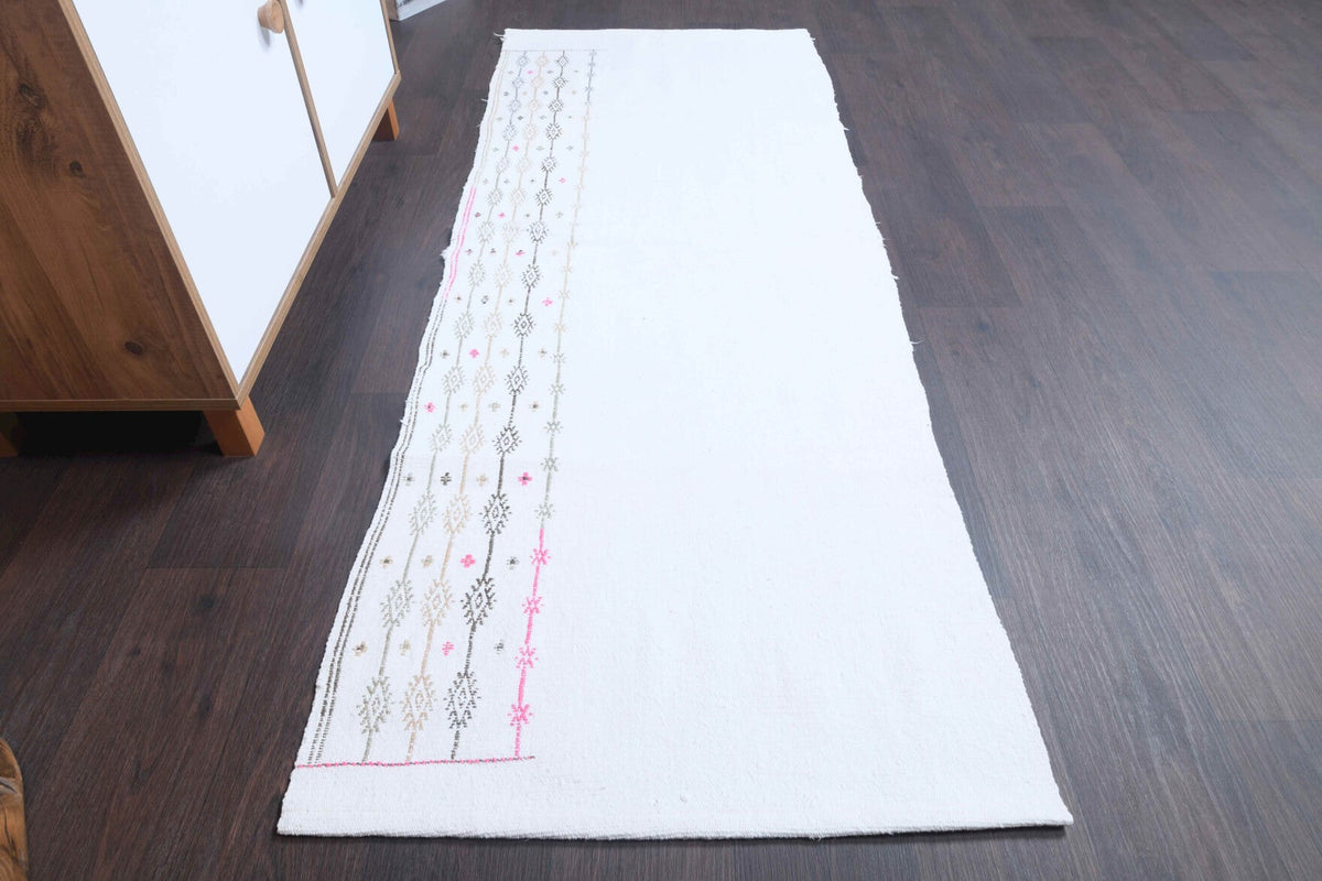 El yapımı vintage yolluk 74x193 cm düz desenli yün - detay görünümü