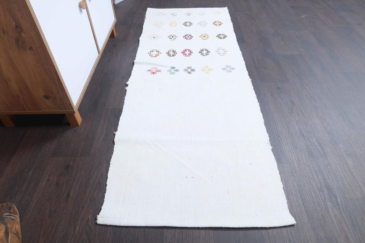 El yapımı vintage yolluk 79x185 cm düz desenli yün - detay görünümü
