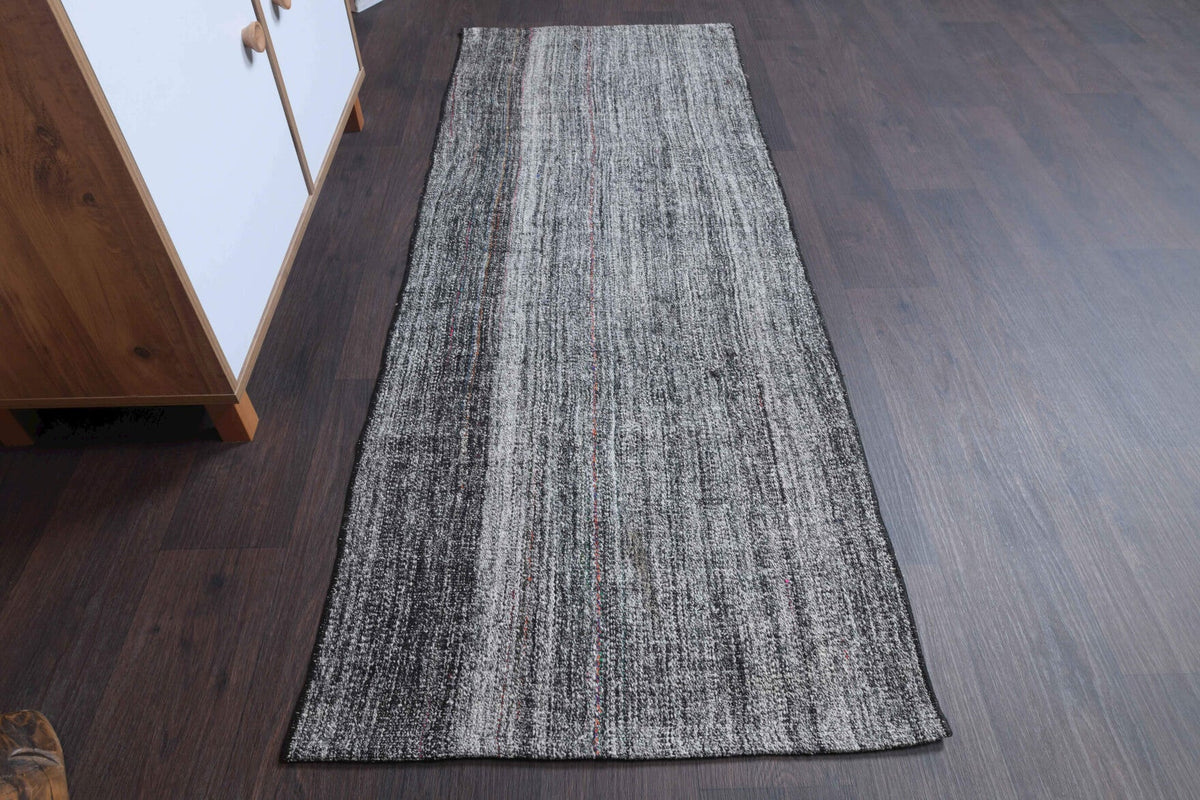 El yapımı vintage yolluk 71x183 cm düz desenli yün - yakın çekim doku detayı