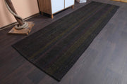 1960'lardan Anadolu kökenli düz zeminli vintage kilim yolluk, 93x307 cm