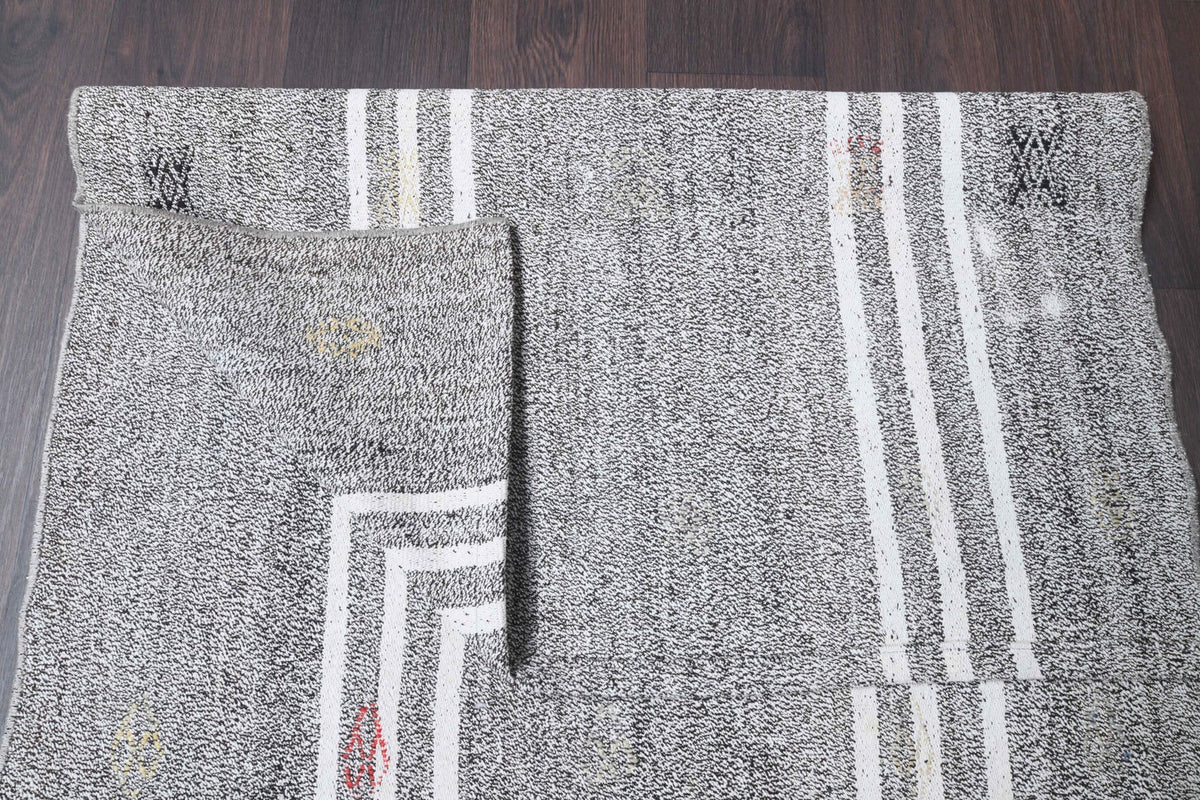 El yapımı vintage yolluk 94x211 cm çizgili desenli yün - desen detayı