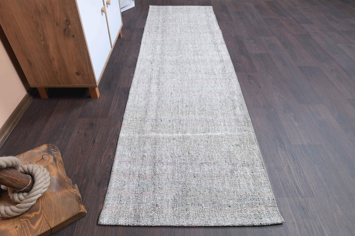 El yapımı vintage yolluk 74x244 cm düz desenli yün - detay görünümü