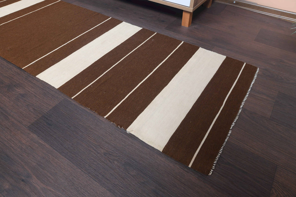 El yapımı vintage yolluk 61x178 cm kilim desenli yün - desen detayı