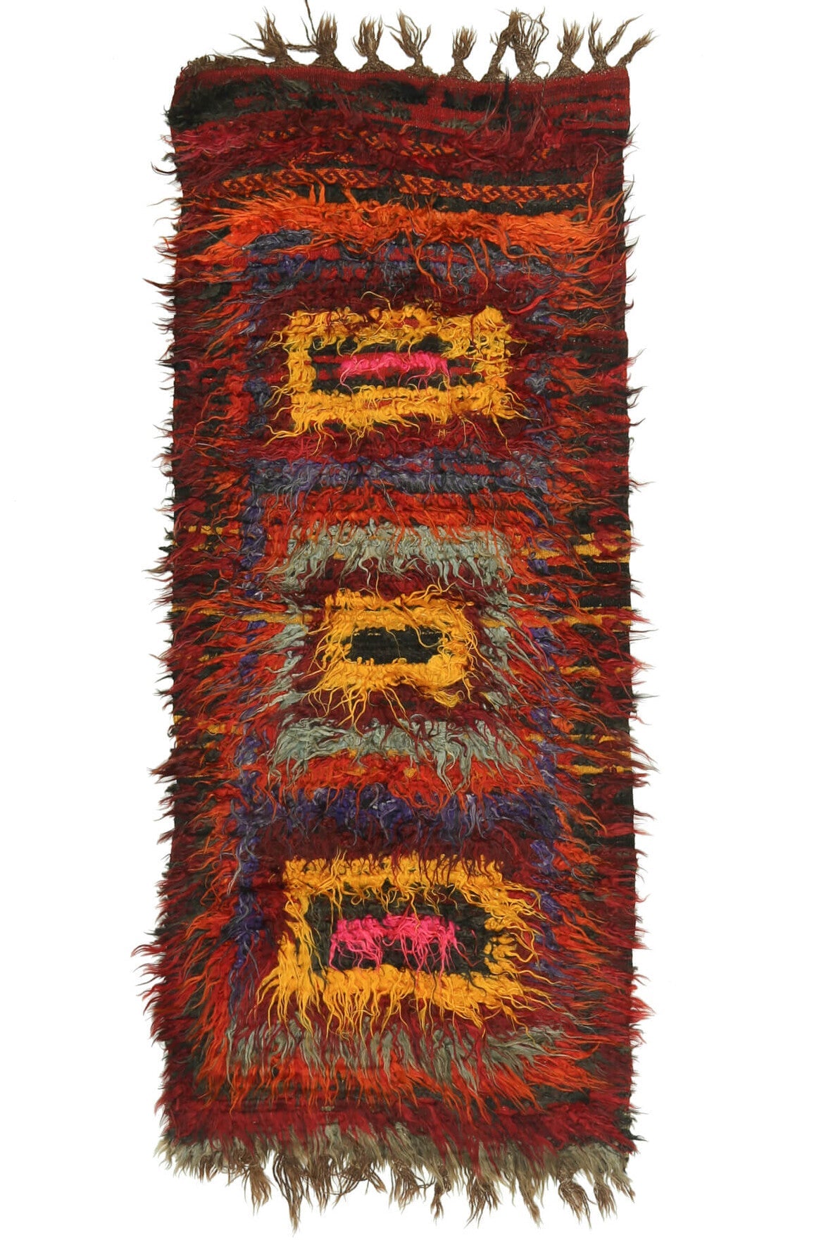 El yapımı vintage yolluk 102x246 cm çizgili desenli yün - farklı açıdan görünüm