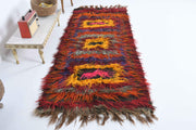 El yapımı vintage yolluk 102x246 cm çizgili desenli yün - detay görünümü