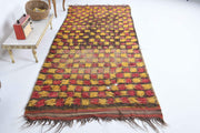 El yapımı vintage yolluk 137x307 cm i̇kat desenli yün - detay görünümü