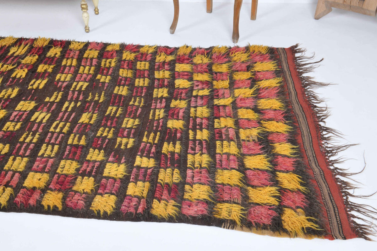 El yapımı vintage yolluk 137x307 cm i̇kat desenli yün - mekan görünümü