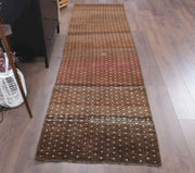El yapımı vintage yolluk 81x310 cm i̇kat desenli yün - detay görünümü