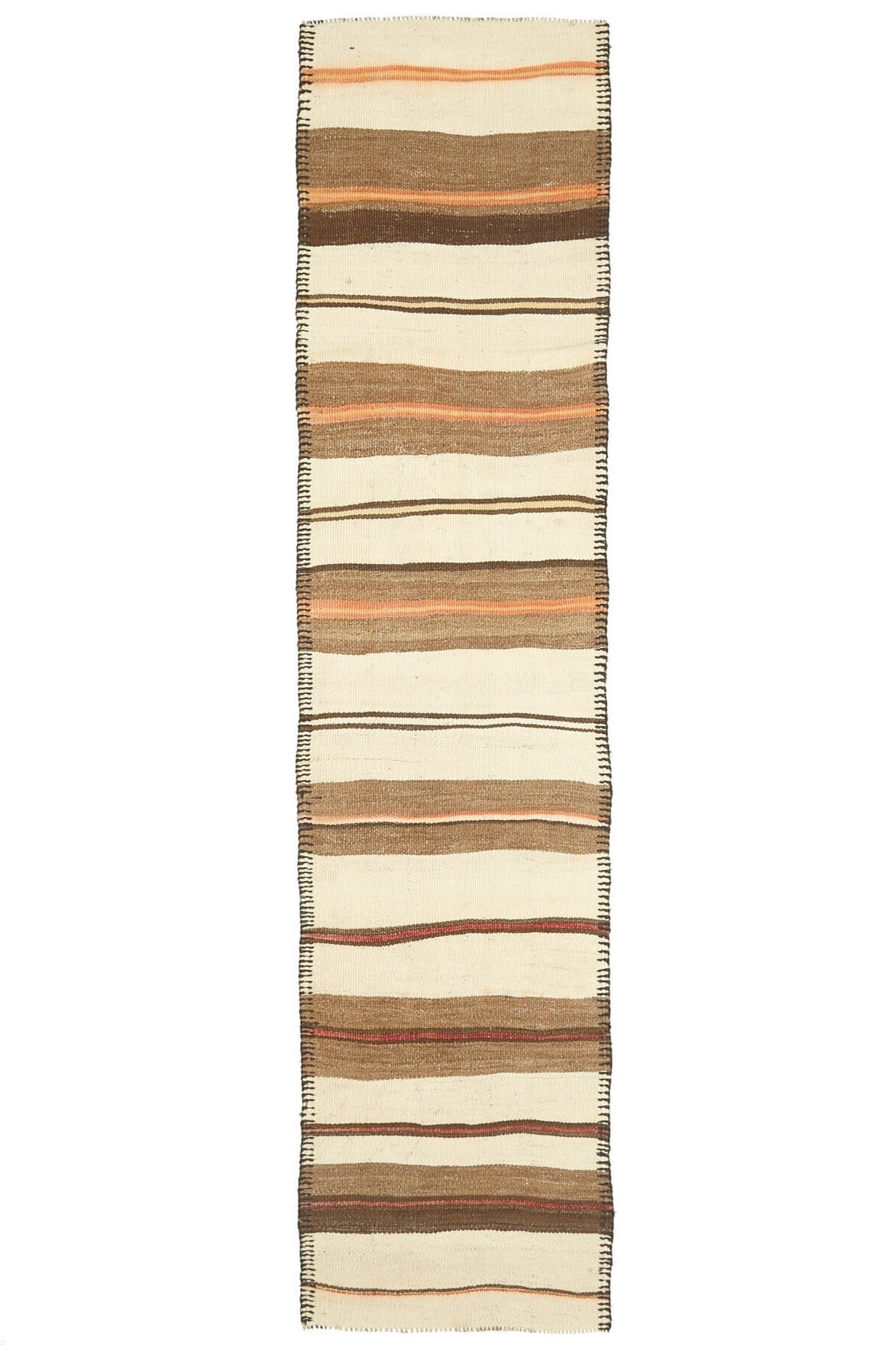 El yapımı vintage yolluk 79x345 cm çizgili desenli yün - farklı açıdan görünüm