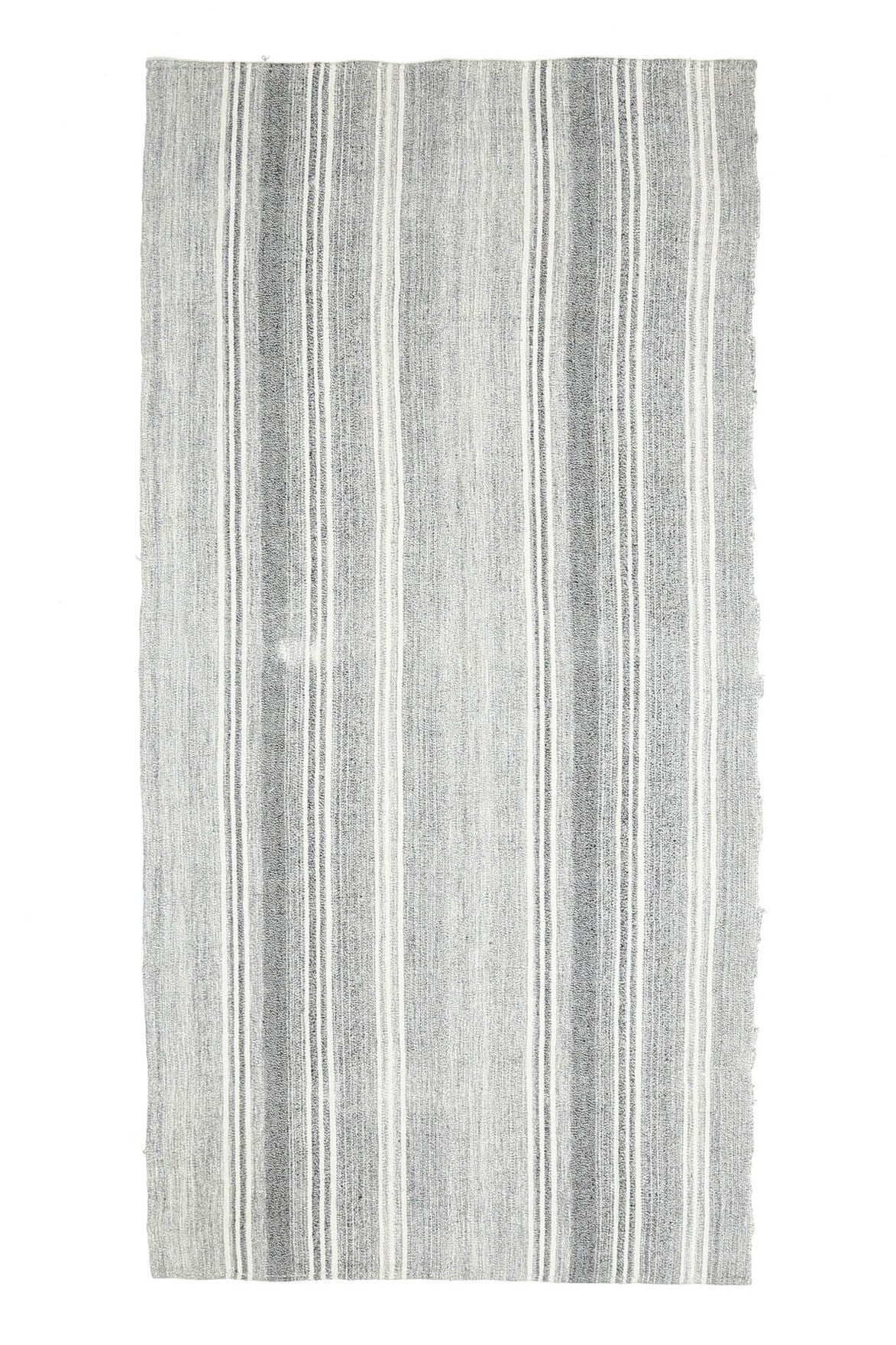 El yapımı vintage yolluk 135x287 cm çizgili desenli yün - üstten görünüm