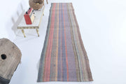 1960'lardan Anadolu kökenli çizgili vintage kilim yolluk, 80x300 cm