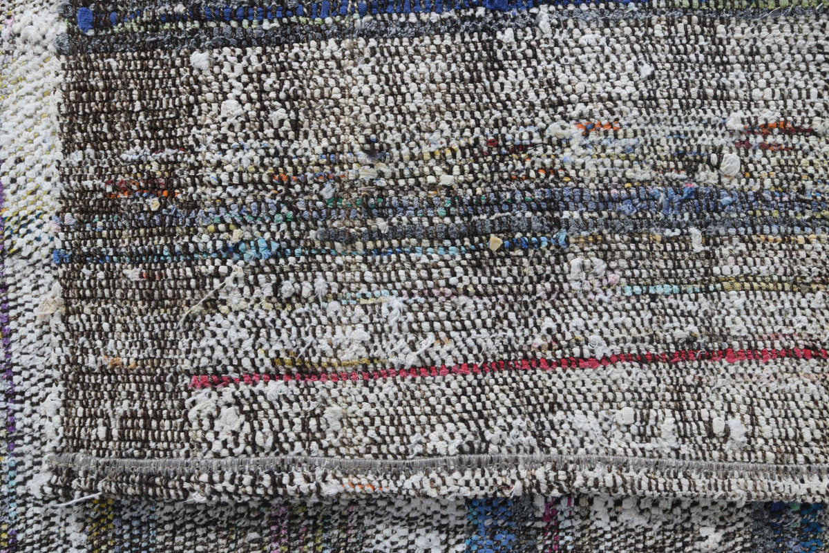 El yapımı vintage yolluk 109x368 cm çizgili desenli yün - desen detayı