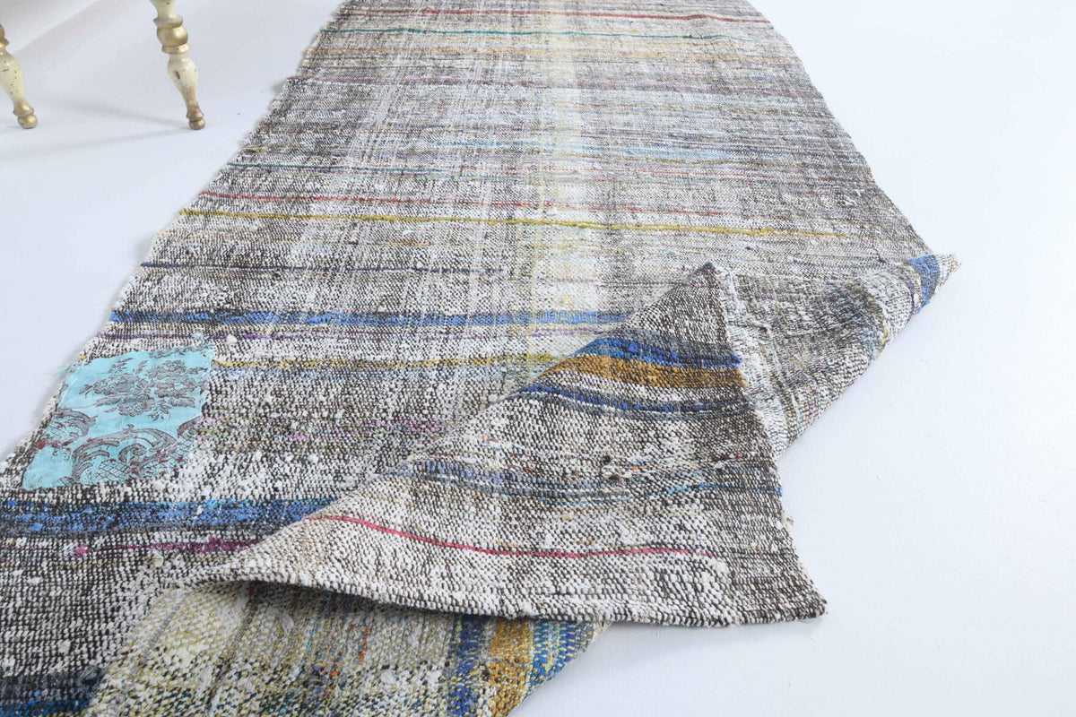 El yapımı vintage yolluk 109x368 cm çizgili desenli yün - mekan görünümü