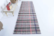 1960'lardan Anadolu kökenli çizgili vintage kilim yolluk, 88x260 cm