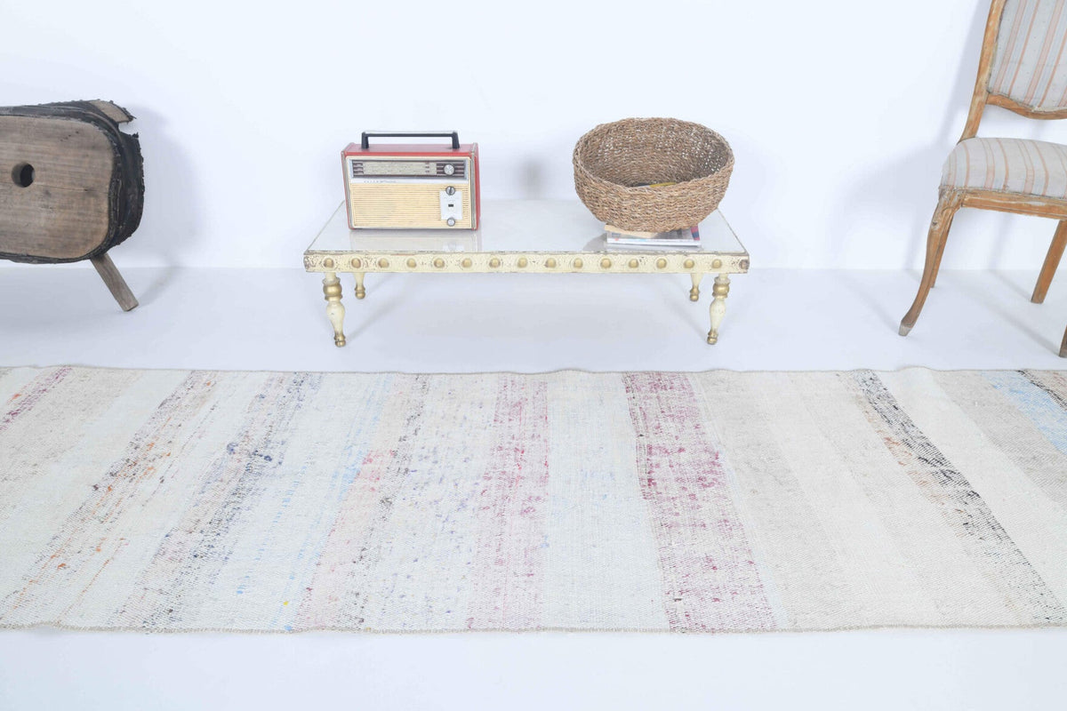 El yapımı vintage yolluk 79x287 cm çizgili desenli yün - desen detayı