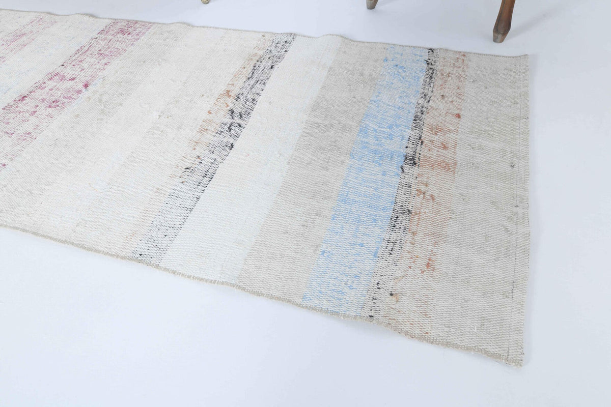 El yapımı vintage yolluk 79x287 cm çizgili desenli yün - mekan görünümü
