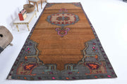 El yapımı vintage yolluk 178x447 cm oryantal desenli yün - detay görünümü