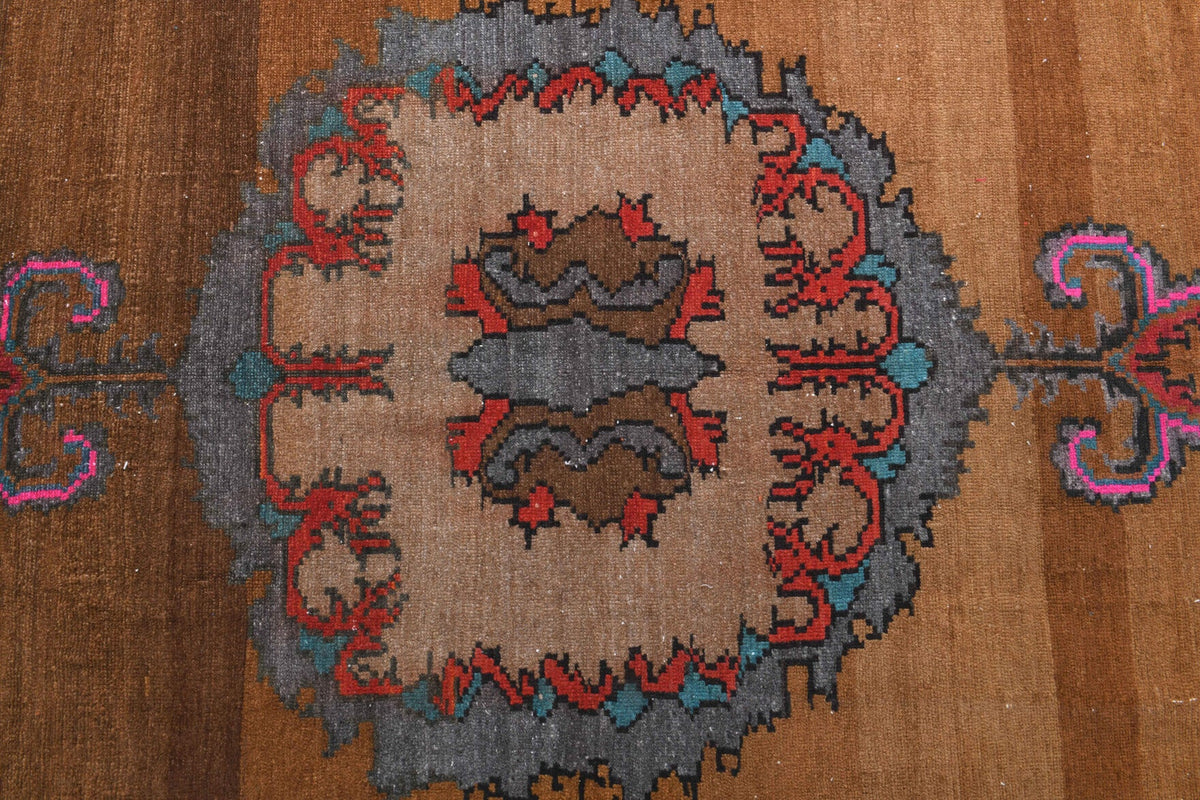 El yapımı vintage yolluk 178x447 cm oryantal desenli yün - kenar ve saçak detayı