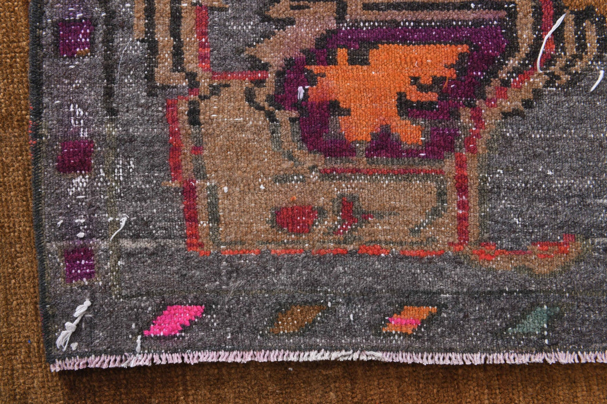 El yapımı vintage yolluk 178x447 cm oryantal desenli yün - desen detayı