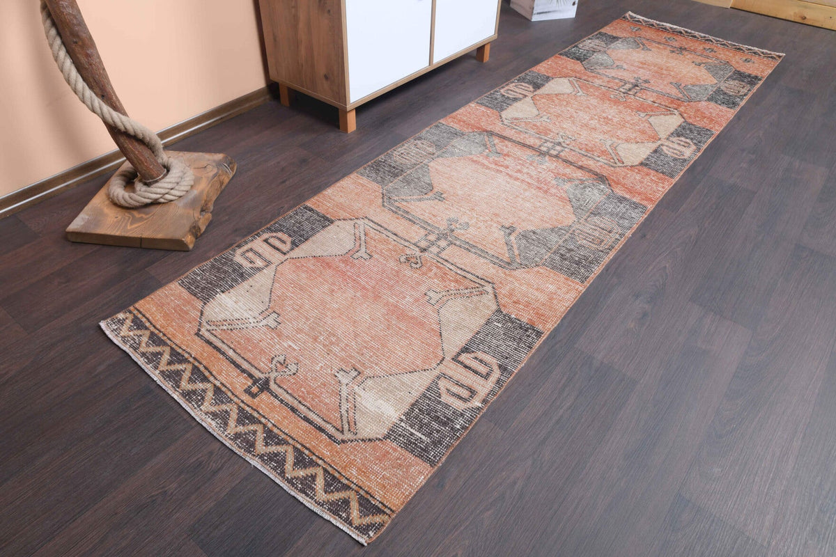 El yapımı vintage yolluk 81x305 cm tribal desenli yün - detay görünümü