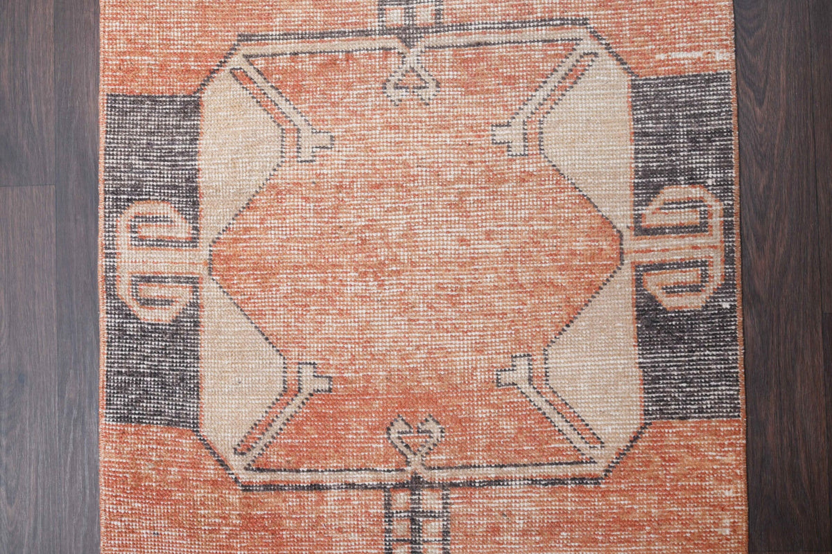 El yapımı vintage yolluk 81x305 cm tribal desenli yün - desen detayı