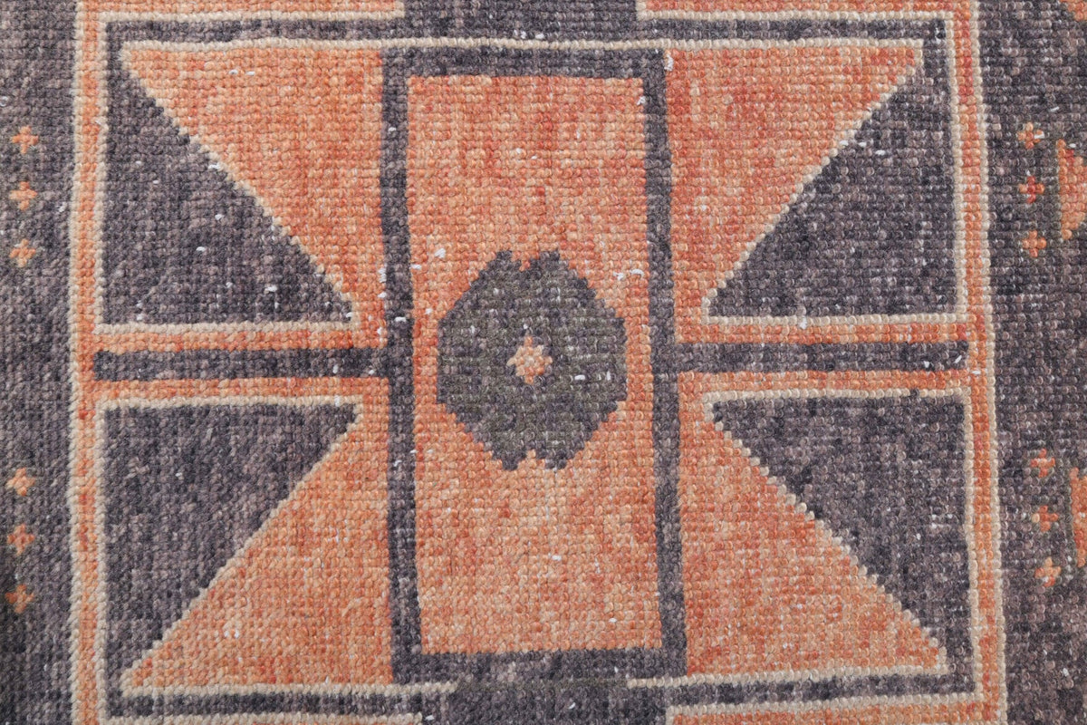 El yapımı vintage yolluk 79x394 cm geometrik desenli yün - desen detayı