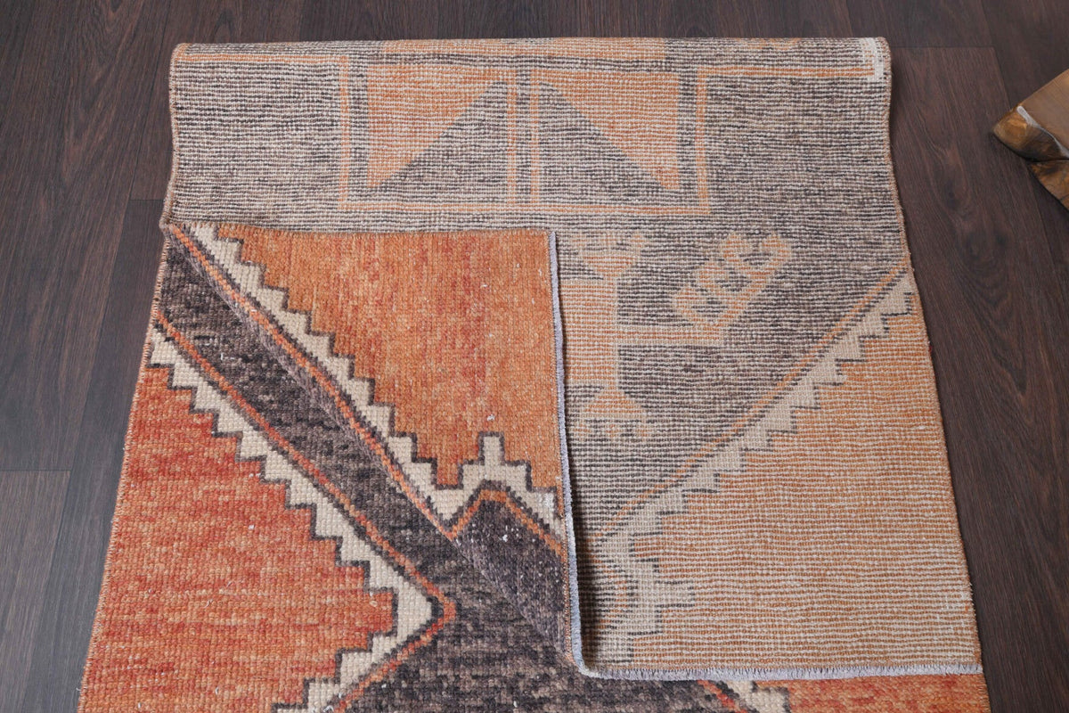 El yapımı vintage yolluk 79x394 cm geometrik desenli yün - mekan görünümü
