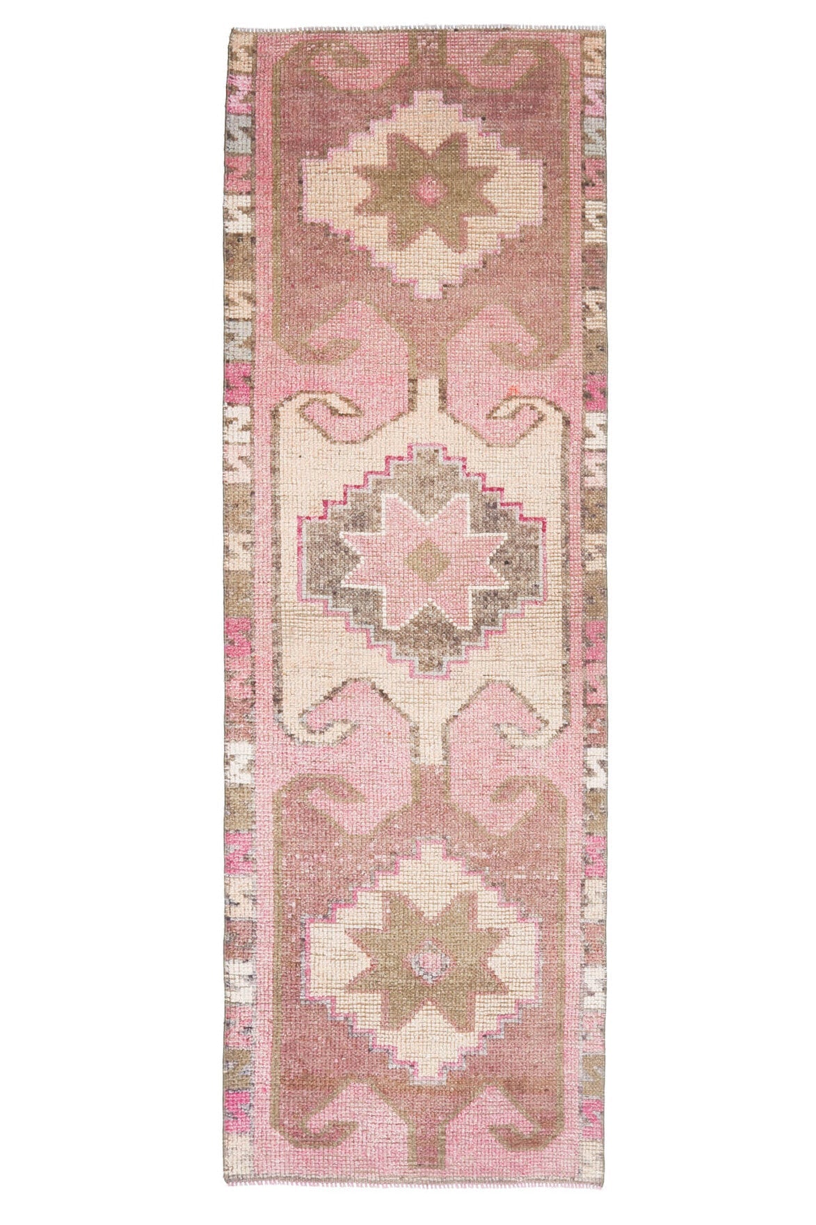 El yapımı vintage yolluk 89x284 cm oryantal desenli yün - farklı açıdan görünüm