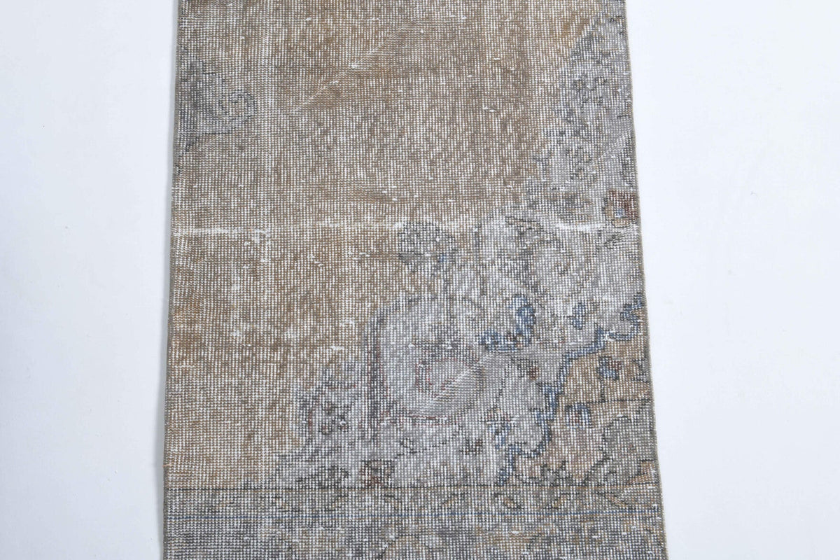 El yapımı vintage yolluk 74x323 cm soyut desenli yün - yakın çekim doku detayı