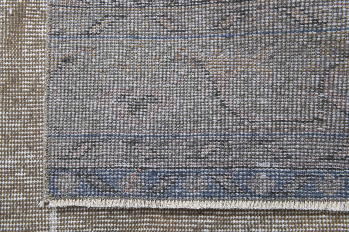 El yapımı vintage yolluk 74x323 cm soyut desenli yün - kenar ve saçak detayı