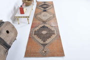El yapımı vintage yolluk 79x307 cm geometrik desenli yün - detay görünümü