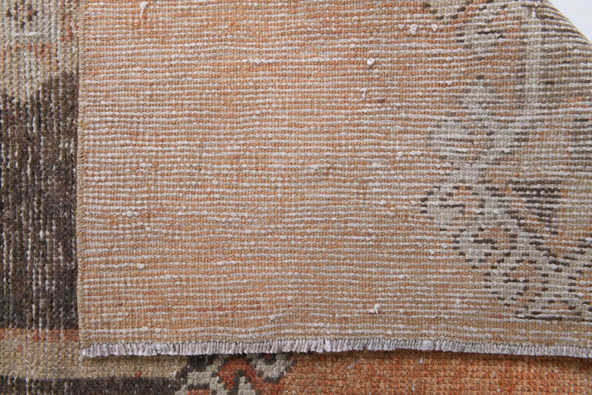 El yapımı vintage yolluk 79x307 cm geometrik desenli yün - üstten görünüm