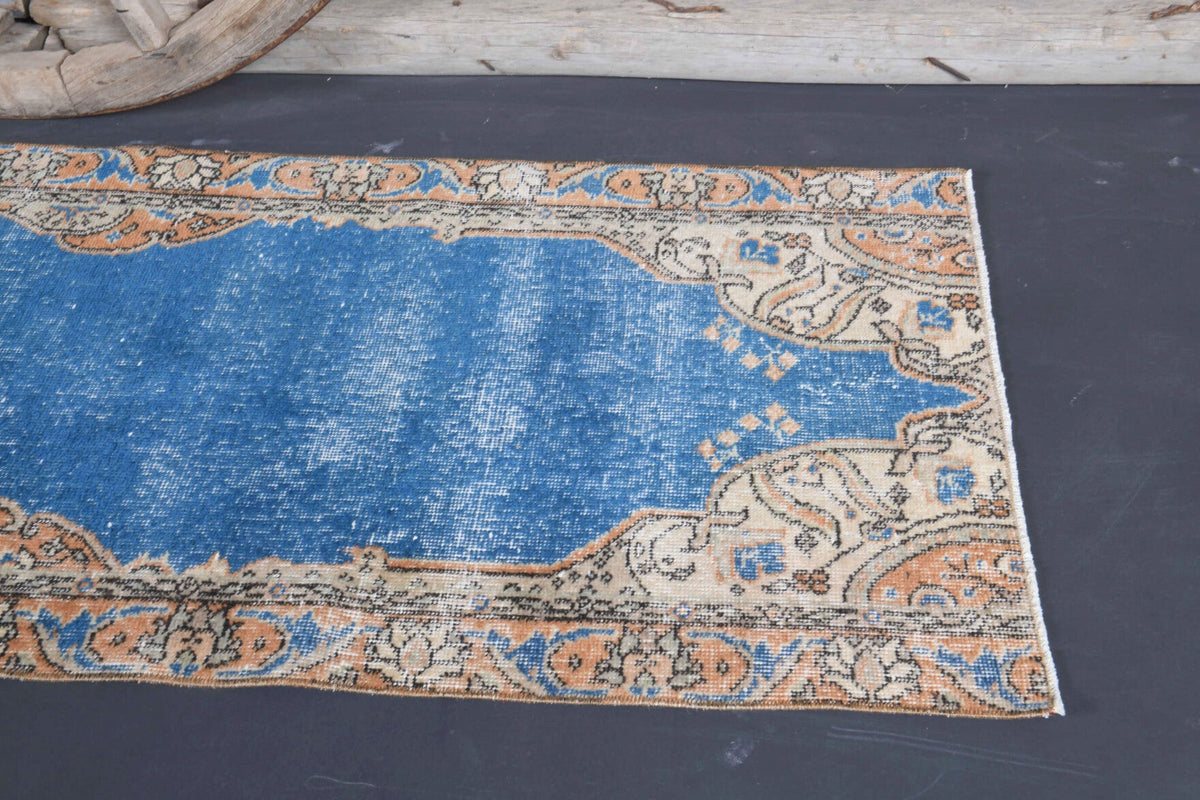 El yapımı vintage yolluk 79x257 cm madalyonlu desenli yün - desen detayı