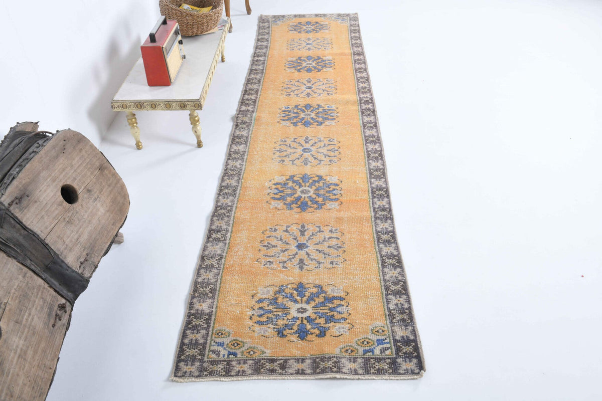 El yapımı vintage yolluk 76x307 cm oryantal desenli yün - detay görünümü