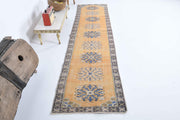 El yapımı vintage yolluk 76x307 cm oryantal desenli yün - detay görünümü